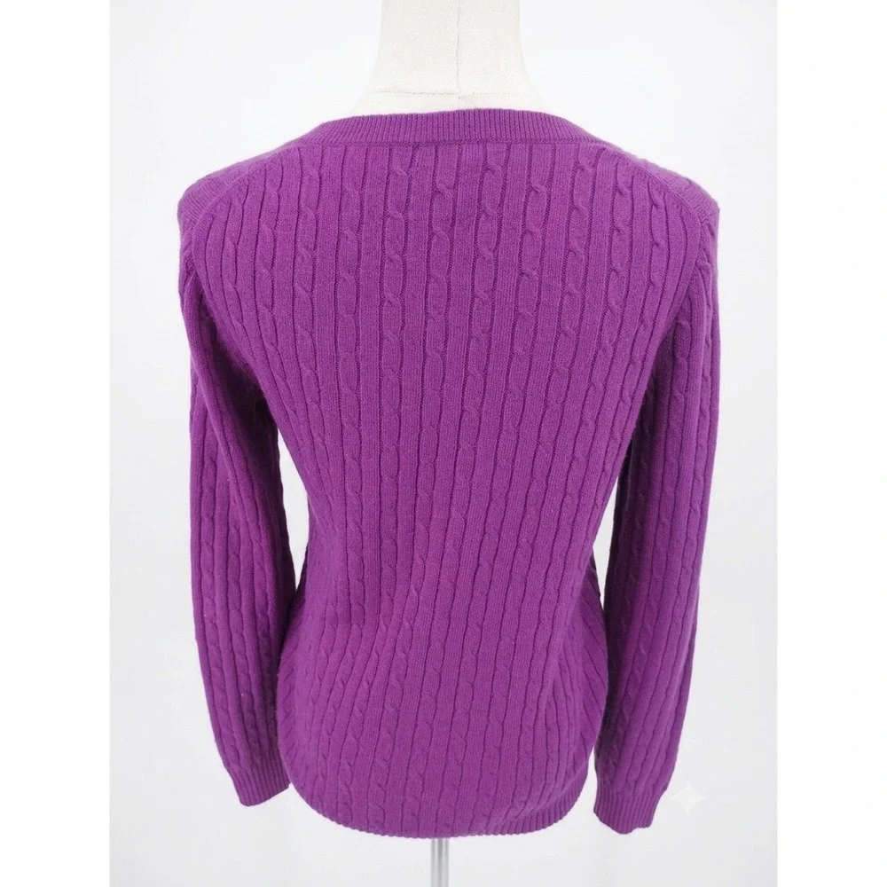 J. Crew Cable Knit Wool Cashmere Blend Fuscia Sweater Size Small
